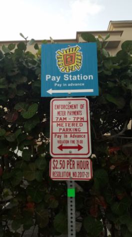 Look for the Pay Station signs if parking in a lot or the beach end of the streets