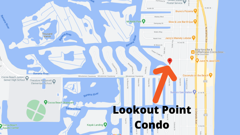 map view of the Lookout Point condos in Cocoa Beach Florida